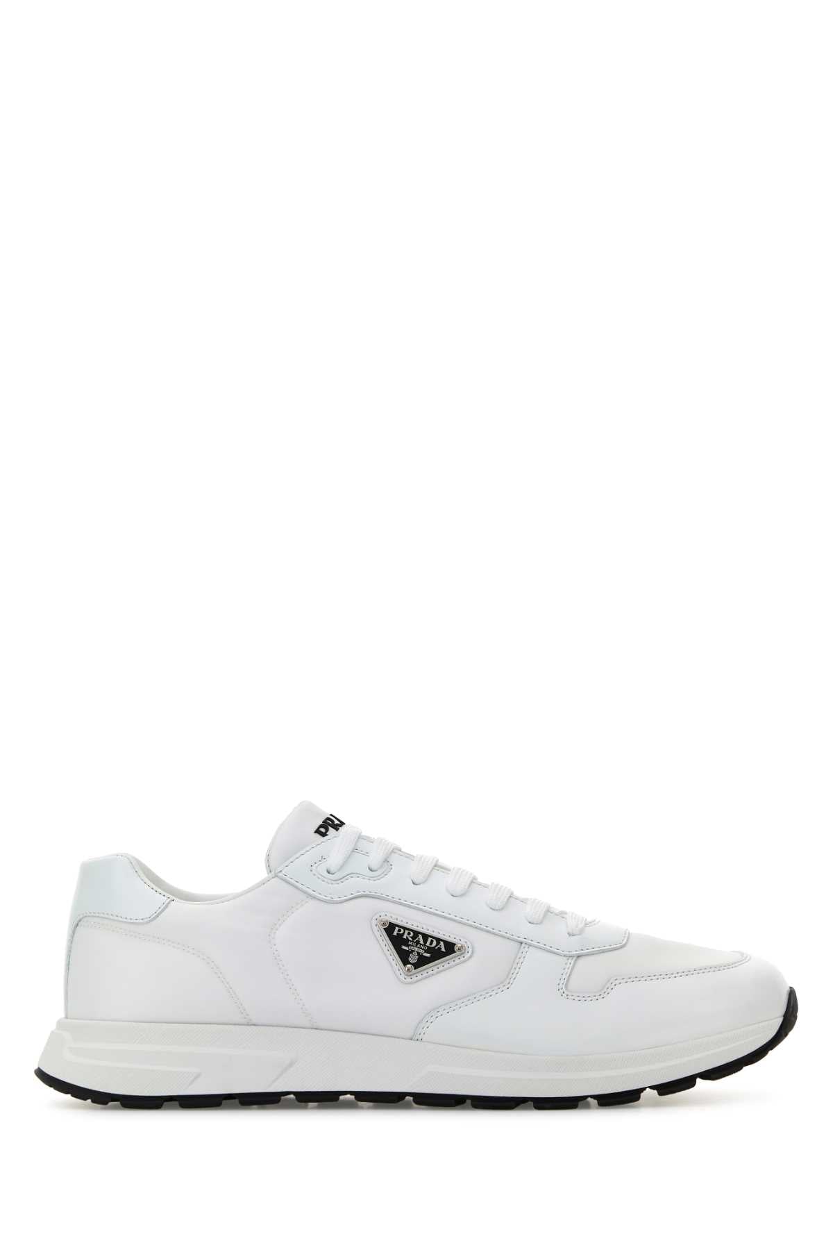 White Nylon And Leather Prax 2.0 Sneakers Bianconero Poliammidericiclata-vitello