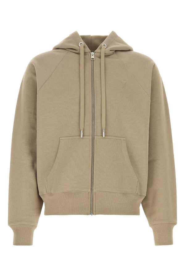 AMI Paris 100% Cotton hoodie in beige