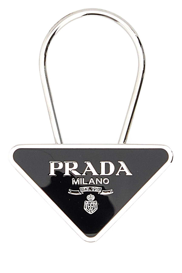Prada Exterior: 100% Metal with silver finishing key case in black