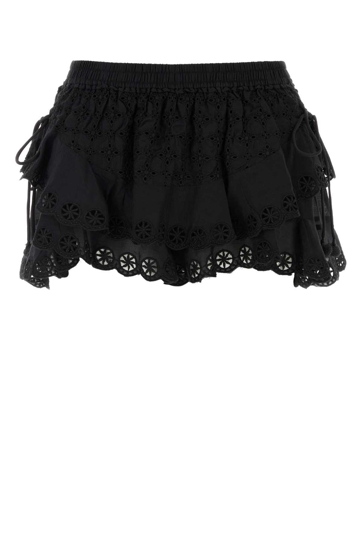 Black Broderie Anglaise Neis Shorts Exterior: Cotton Silk Gonne