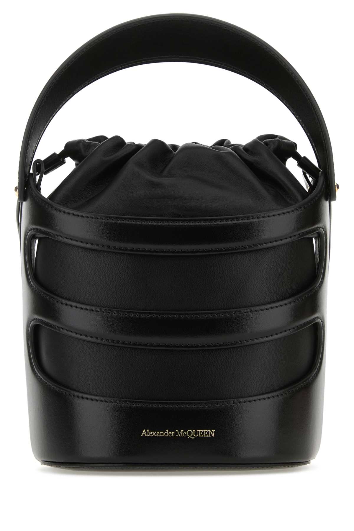 Black Leather The Rise Bucket Bag Nerobianco Borse A Secchiello