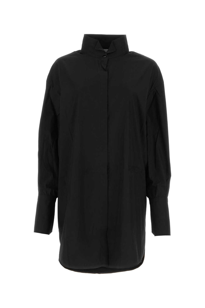 Black Poplin Shirt Dress 999b Exterior: Cotton Nylon Abiti
