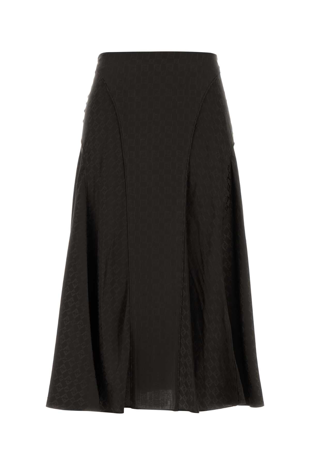 Embroidered Silk Skirt Dark Brown-25 Exterior: Gonne