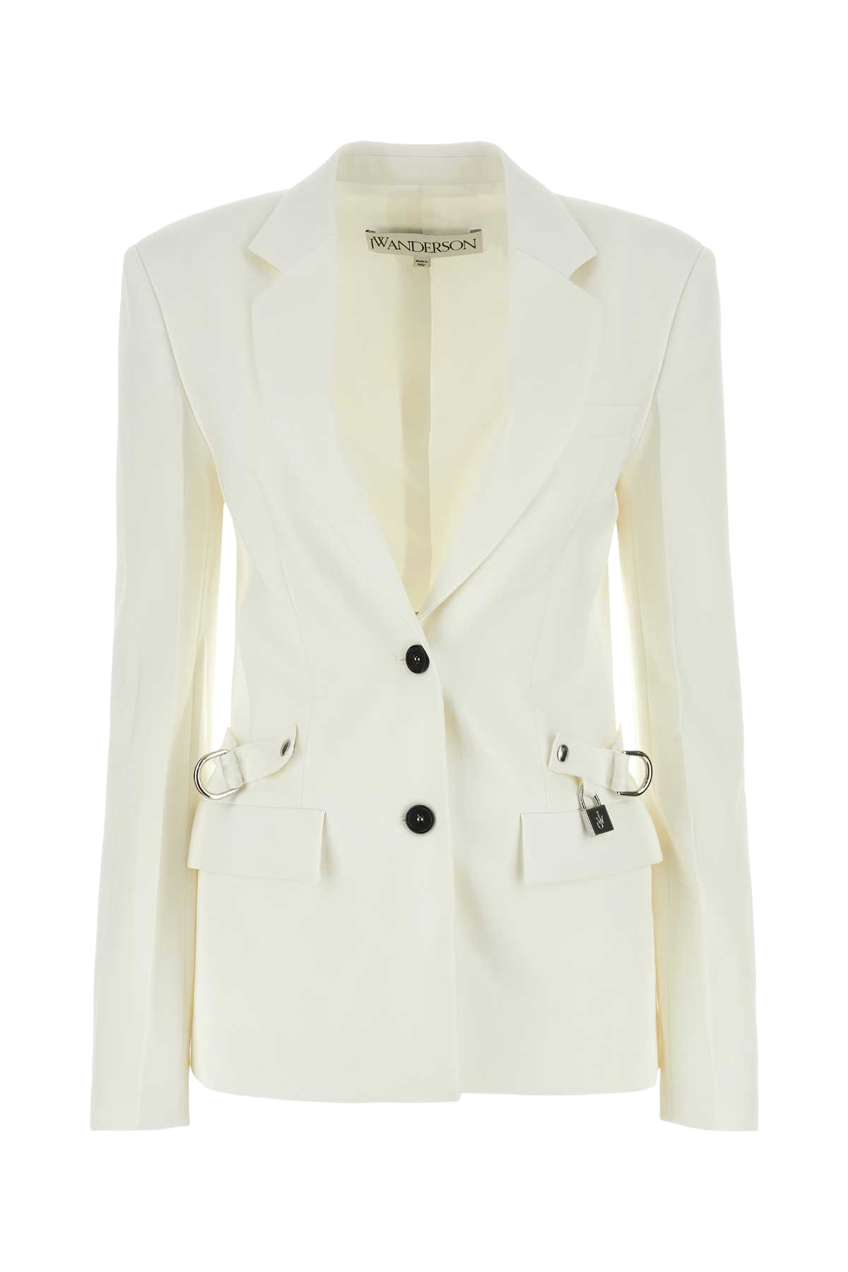 White Stretch Polyester Blend Blazer Giacche E Gilet