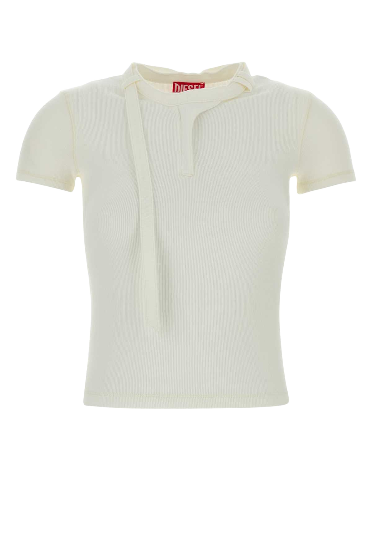 White Stretch Cotton T-Iaras T-Shirt 141 Exterior: Elastane