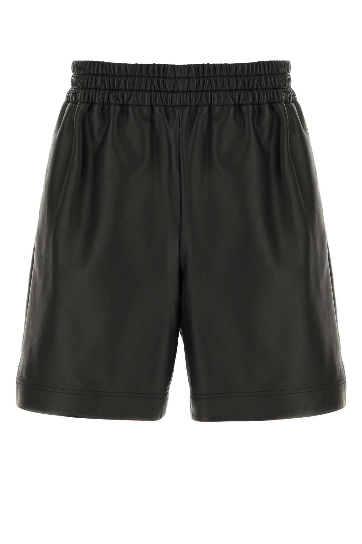 Black Leather Bermuda Shorts Lamb Skint Cotton
