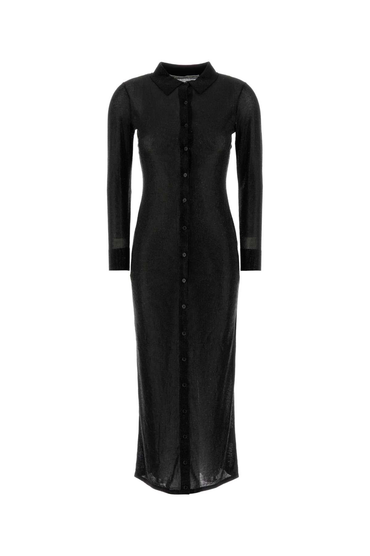 Embellished Viscose Shirt Dress Black Exterior: Abiti