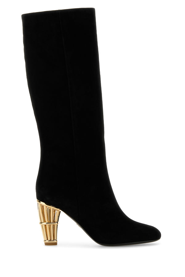 Ferragamo Neroneronero Upper: 100% Suede Calf boot in black