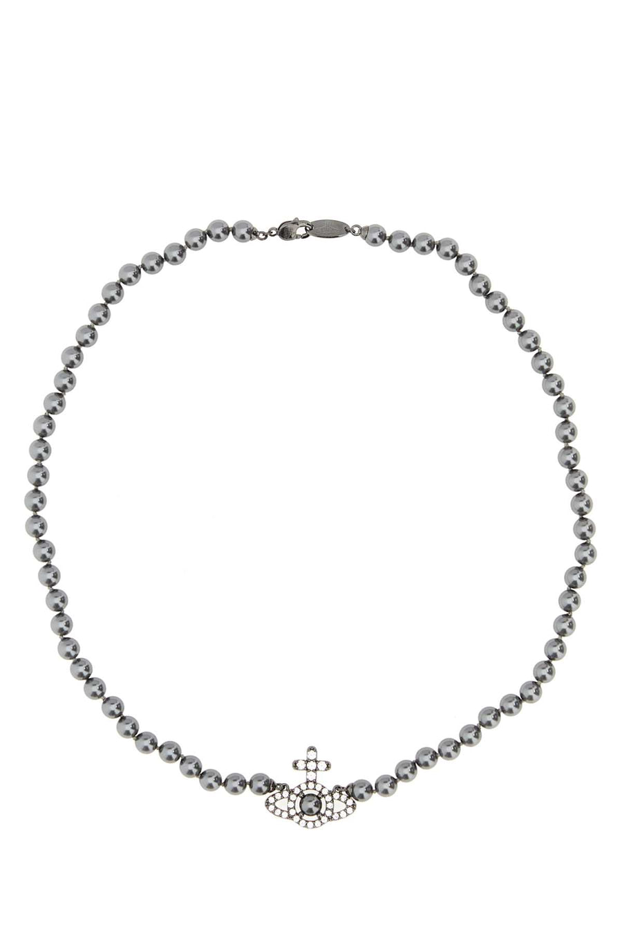 Vivienne Westwood Olympia Ruthenium-plated pearls necklace in gray