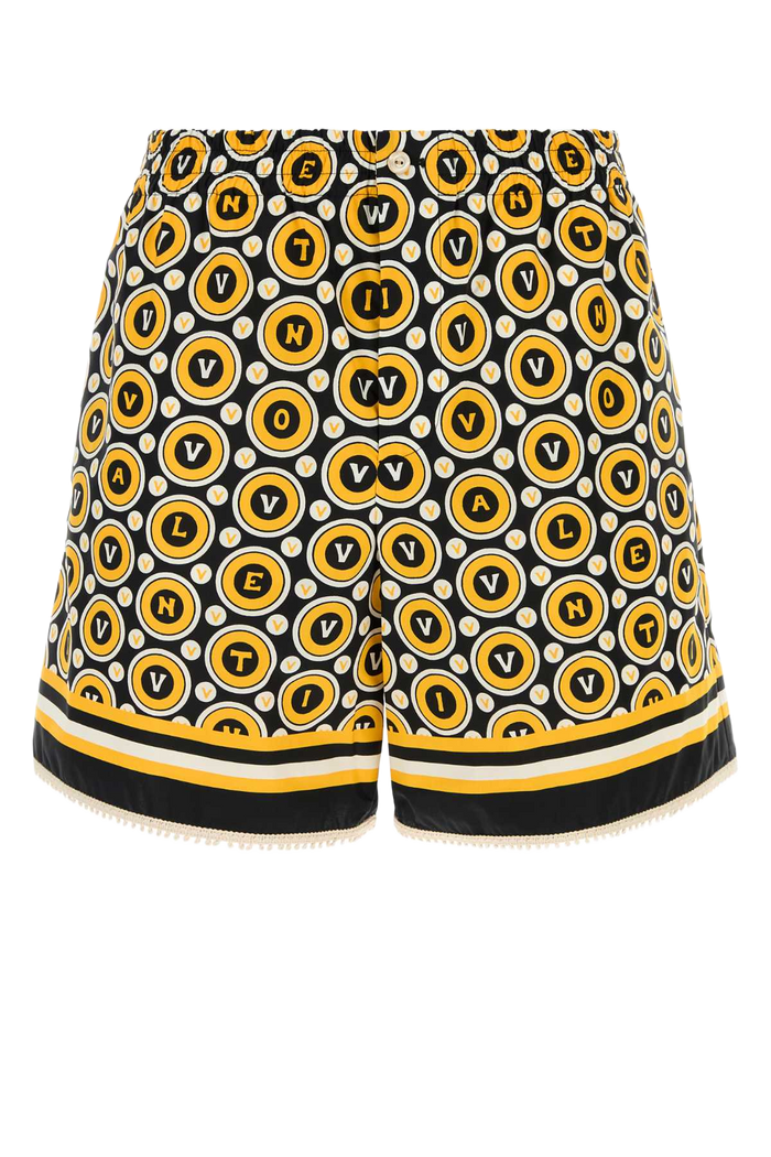 Printed Poplin Bermuda Shorts Nerogialloavorio Exterior: Cotton Costumi Da Bagno