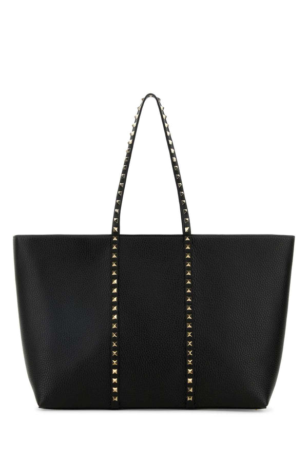 Valentino Garavani Exterior: 100% Calf. Interior: 100% Leather. Finishing: Platinum tote bag in black