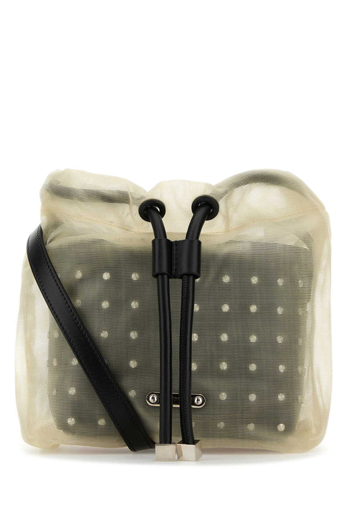 Two-Tone Leather And Tulle Nebula Crossbody Bag Blacksilver Borse A Tracolla