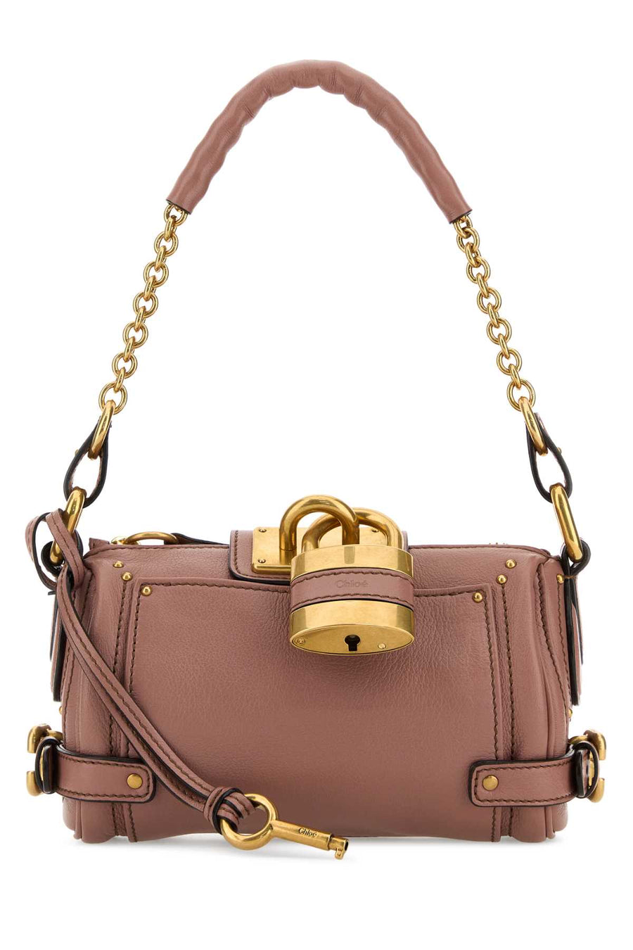 Chloé Paddington Exterior: 100% Bovine leather; Lining: 100% Cotton; Finishing: Antiqued golden metal shoulder bag in taupe