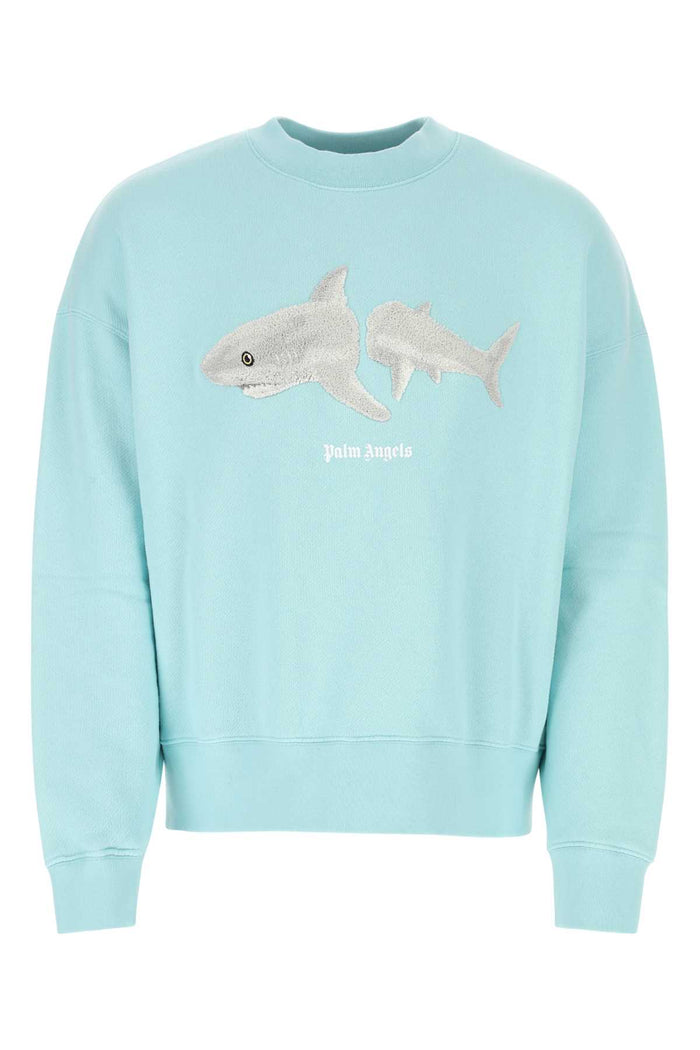 Pastel Light-Blue Cotton Sweatshirt Multicolor Exterior: Felpe