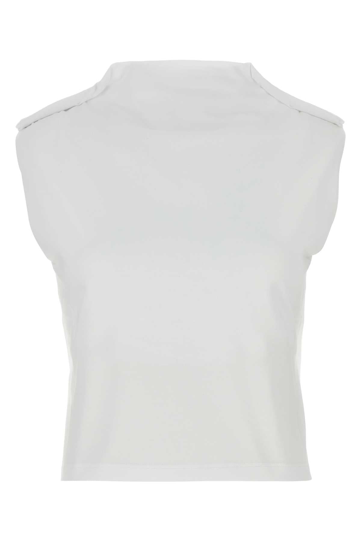 White Stretch Cotton Glenda Top Exterior: Elastane Maglie
