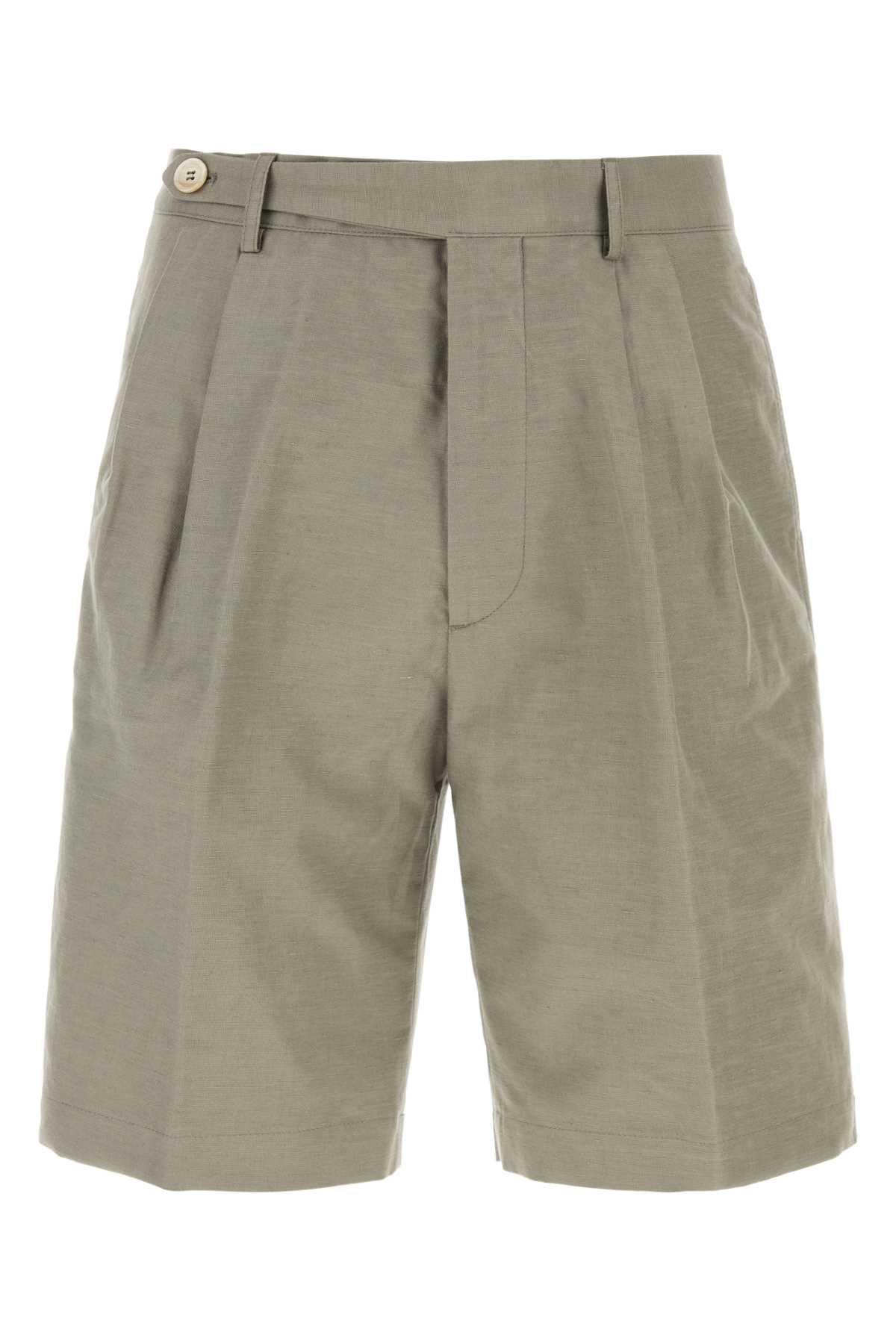 Dark Grey Cotton Blend Bermuda Shorts C2442 Exterior: Linen