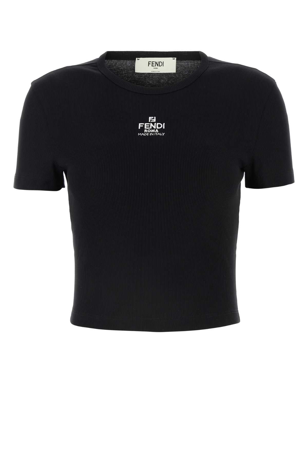 Black Stretch Cotton T-Shirt Exterior: Elastane Maglie