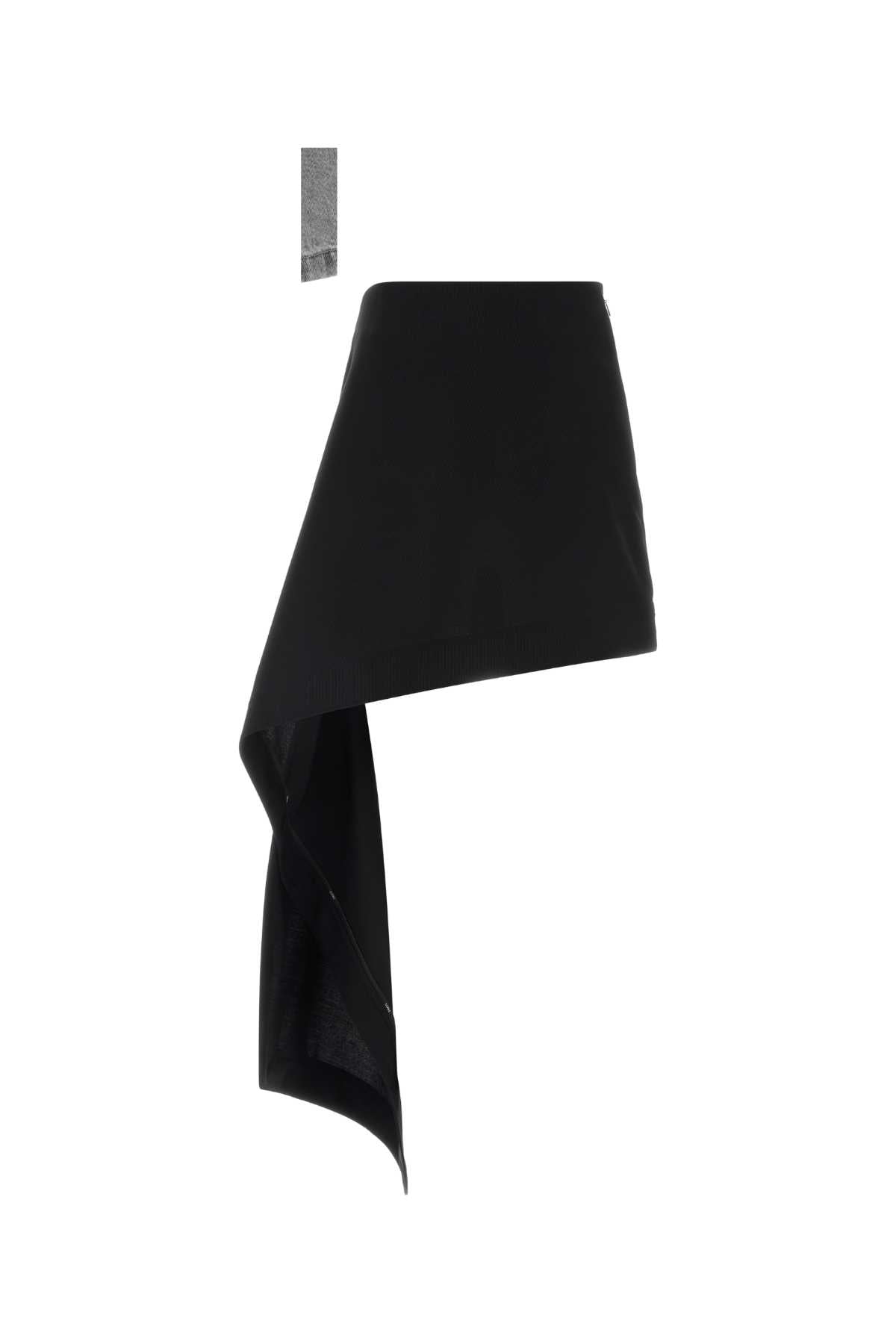 Black Wool Mini Skirt Exterior: Gonne