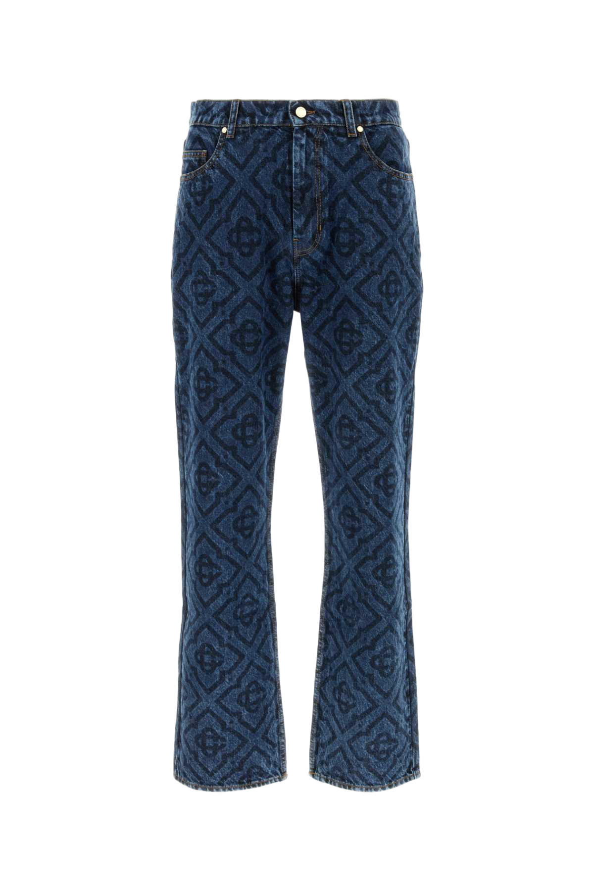 Printed Denim Jeans Monogramdarkvintagewash Exterior: Cotton