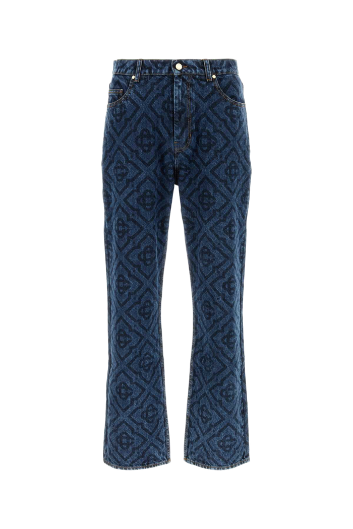 Printed Denim Jeans Monogramdarkvintagewash Exterior: Cotton