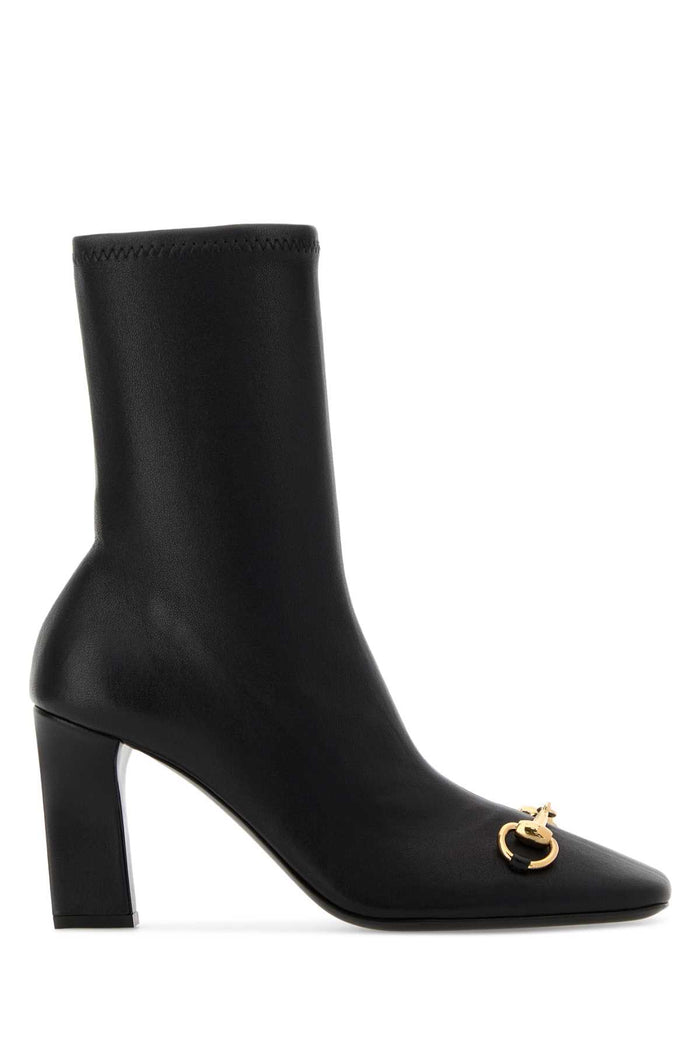 Black Leather Signora Ankle Boots Blackblack Stivali