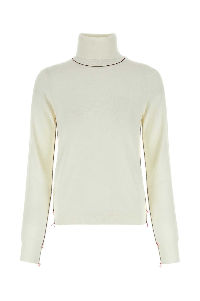 Ivory Wool Sweater Ecru Exterior: Maglieria