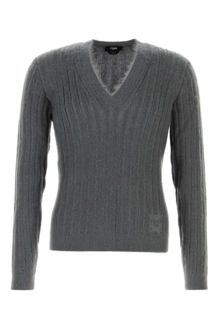 Dark Grey Stretch Mohair Blend Sweater Smoke Maglieria