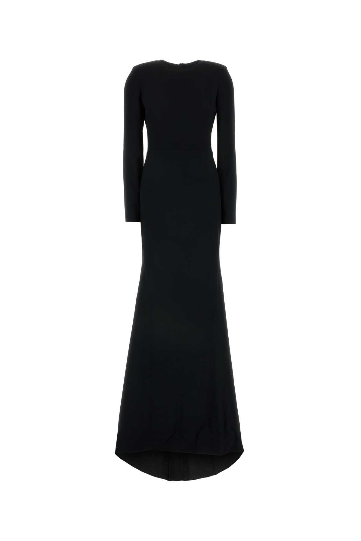 Black Crepe Long Dress Exterior: Acetate Viscose Abiti Lunghi