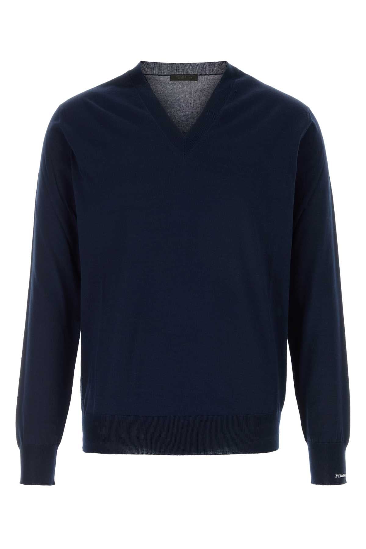 Midnight Blue Cotton Sweater Bleu Exterior: Maglieria