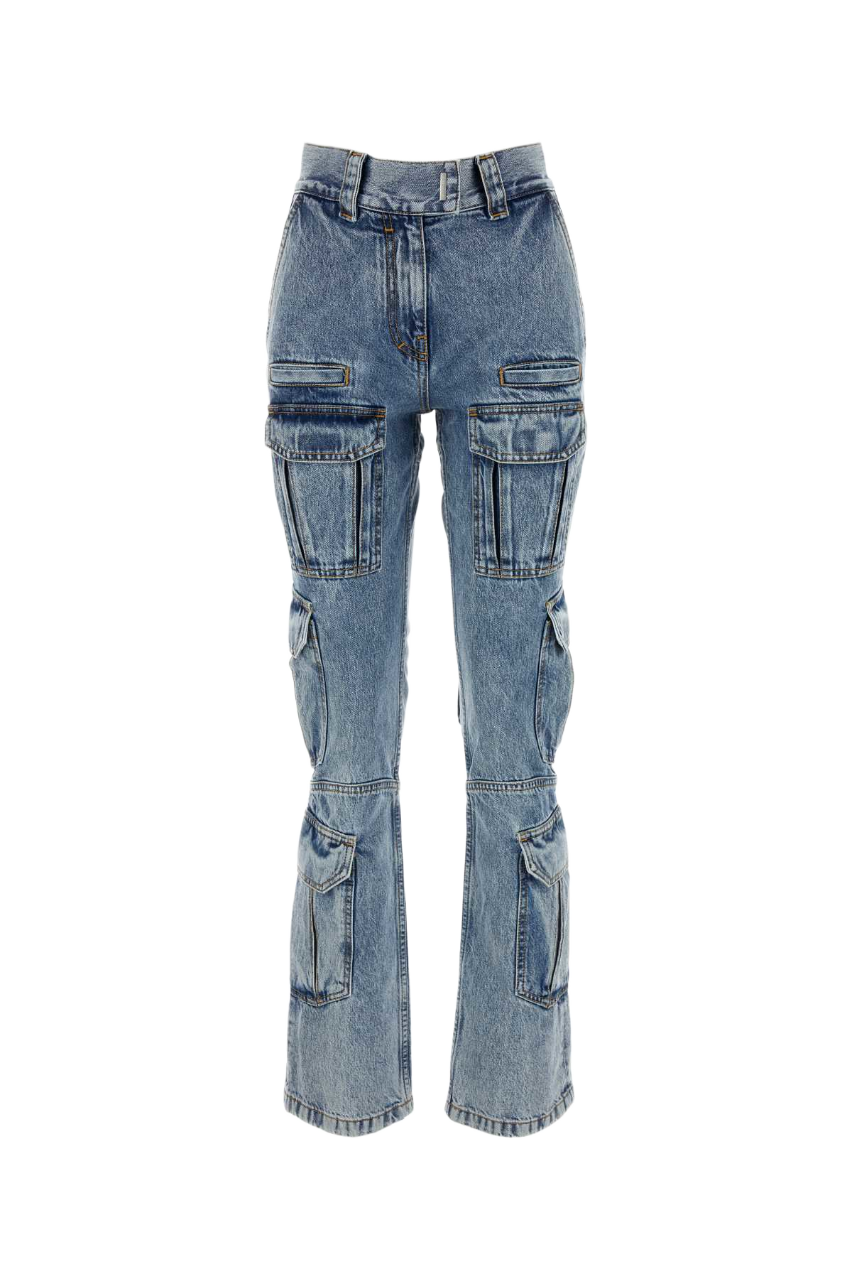 Denim Cargo Jeans Lightblue Exterior: Cotton