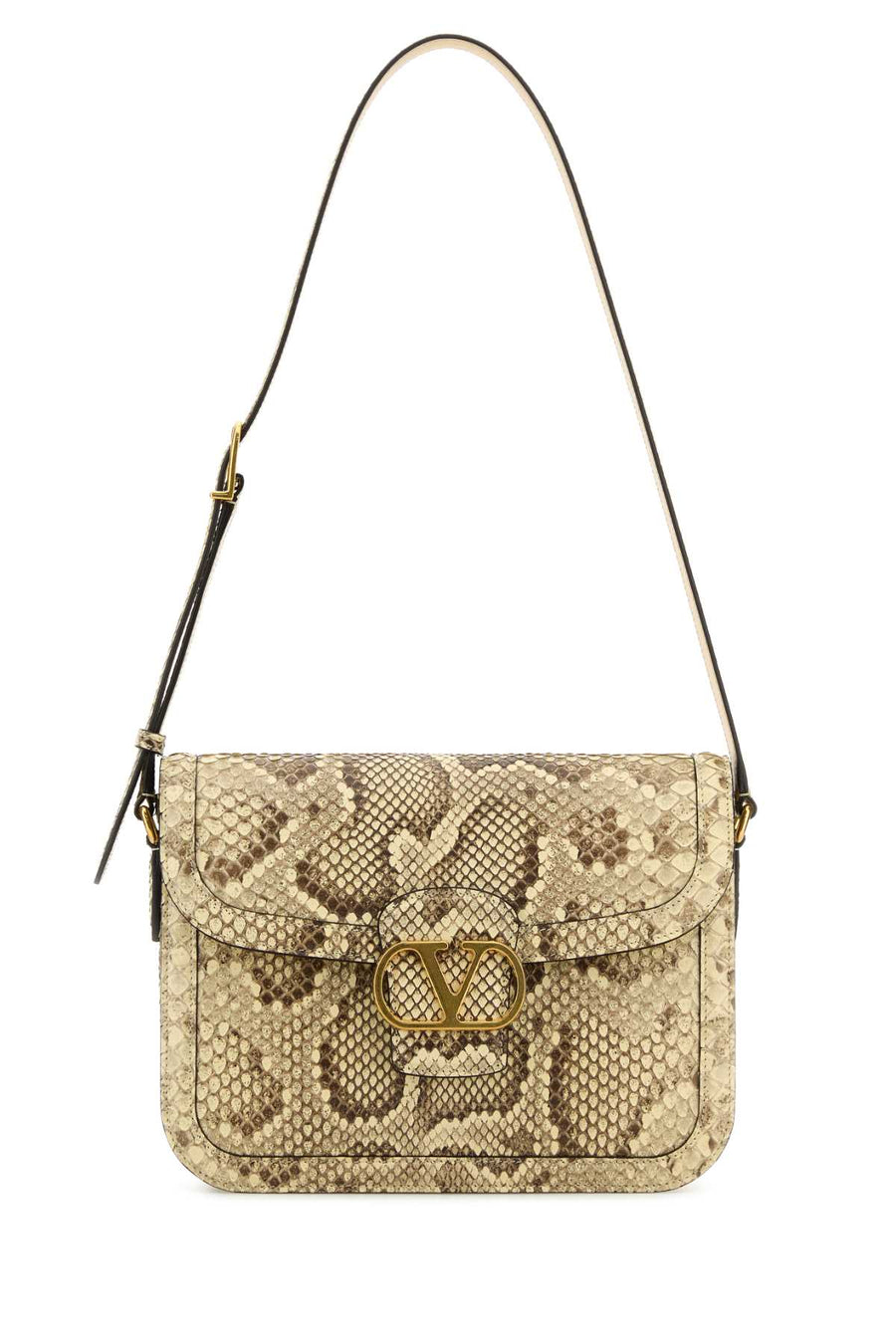 Valentino Garavani Exterior: 100% Leather; Lining: 100% Nappa leather; Finishing: Golden metal shoulder bag in beige