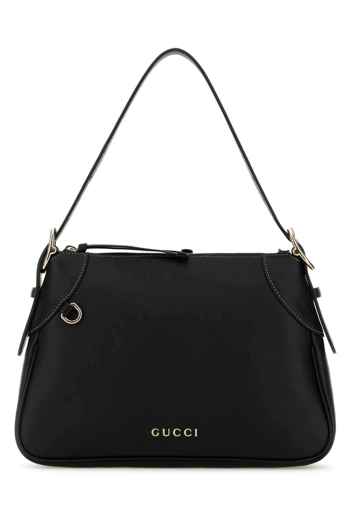 Black Leather Medium Gg Emblem Shoulder Bag Borse A Mano