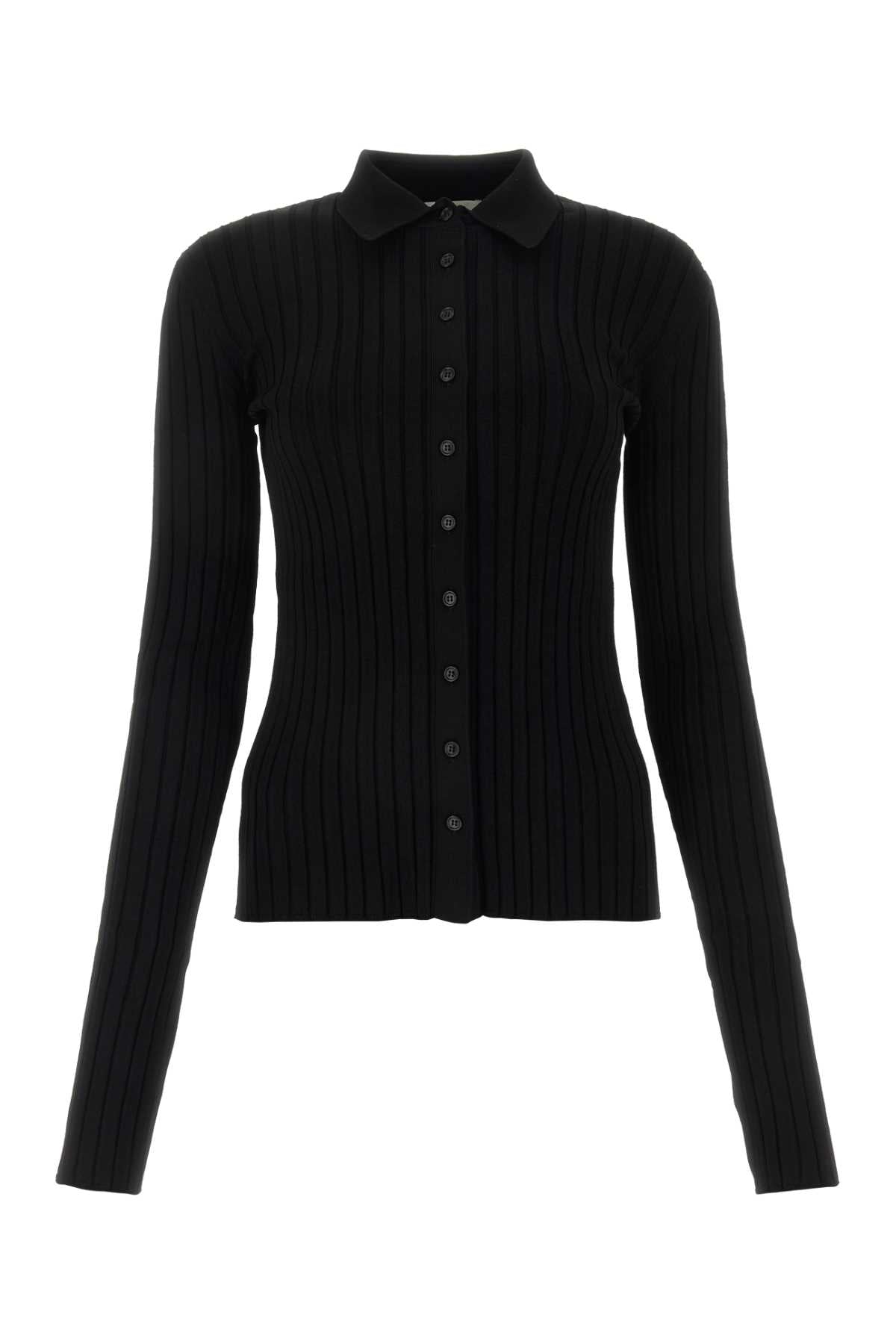 Black Viscose Blend Cardigan Exterior: Polyester Maglieria