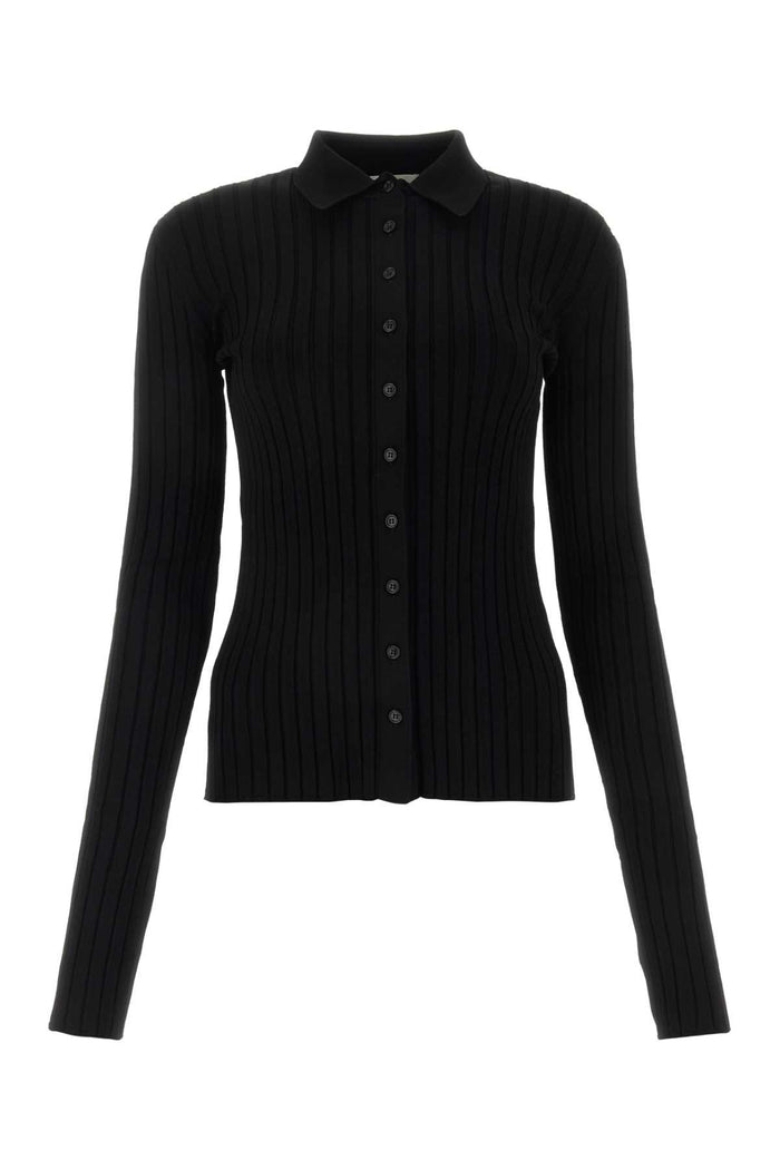 Black Viscose Blend Cardigan Exterior: Polyester Maglieria
