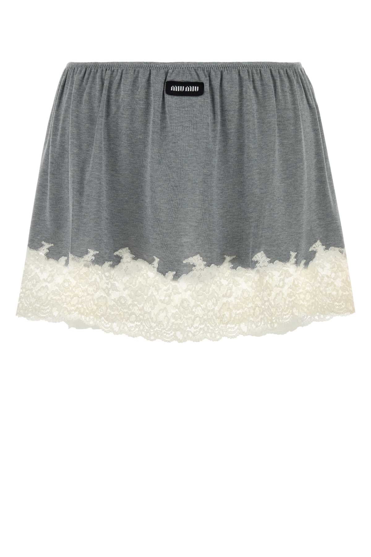 Grey Silk Mini Skirt Grigio Exterior: Recycled Gonne