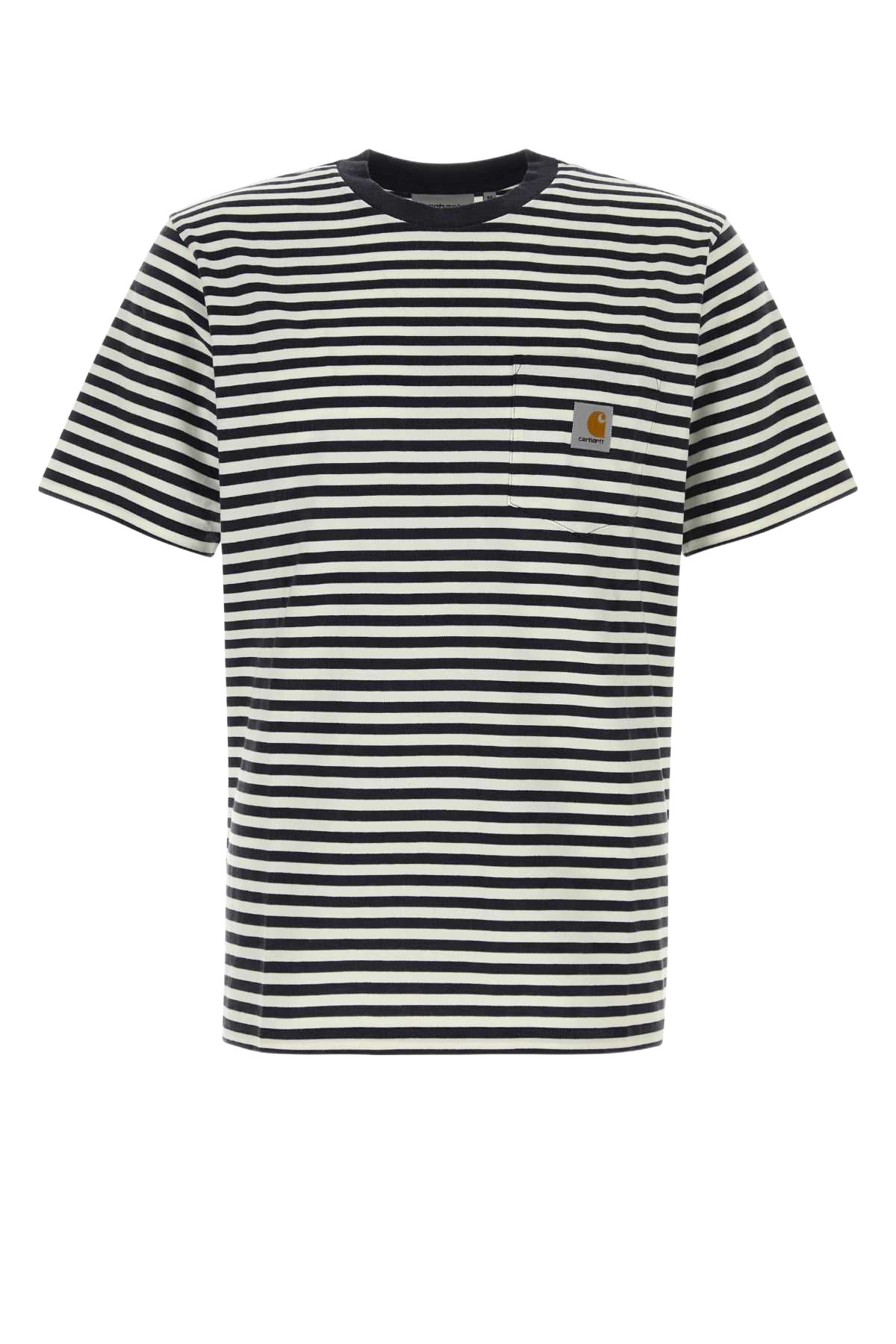 Embroidered Cotton S-S Ezra Pocket T-Shirt Ezrastripeblackwax Exterior