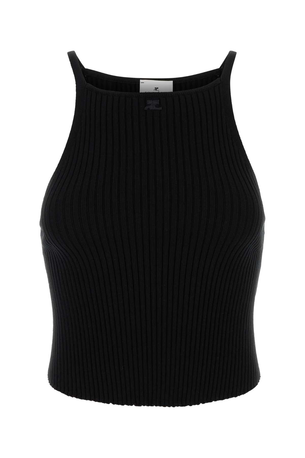 Black Viscose Blend Tank Top Exterior: Polyester Maglie