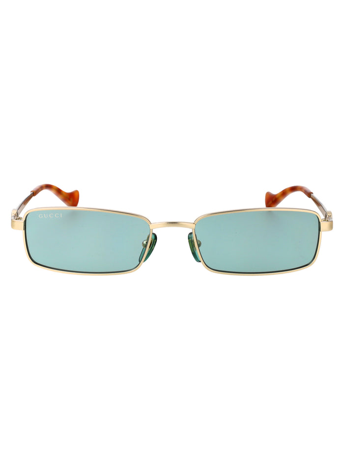 003 Gold Green Metal Sunglasses