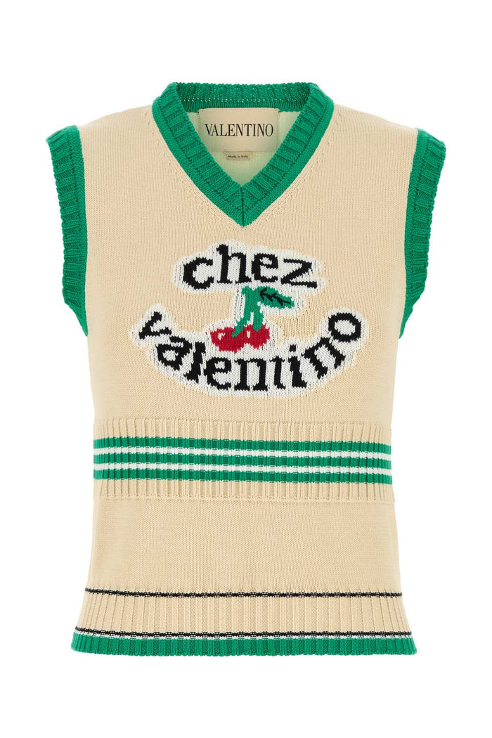Cream Cotton Vest Betullaemerald Exterior: Maglieria