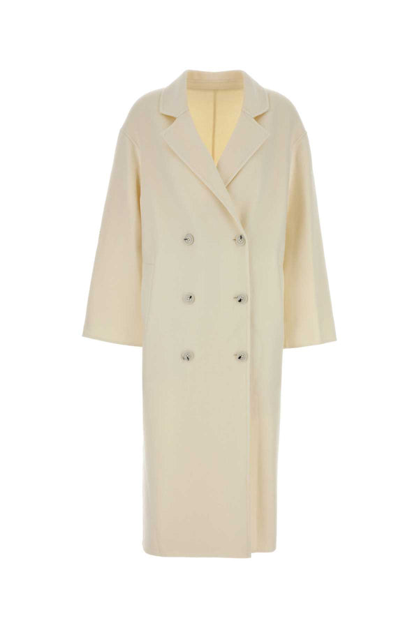 Loulou De Saison Long Exterior: 90% Wool coat in ivory