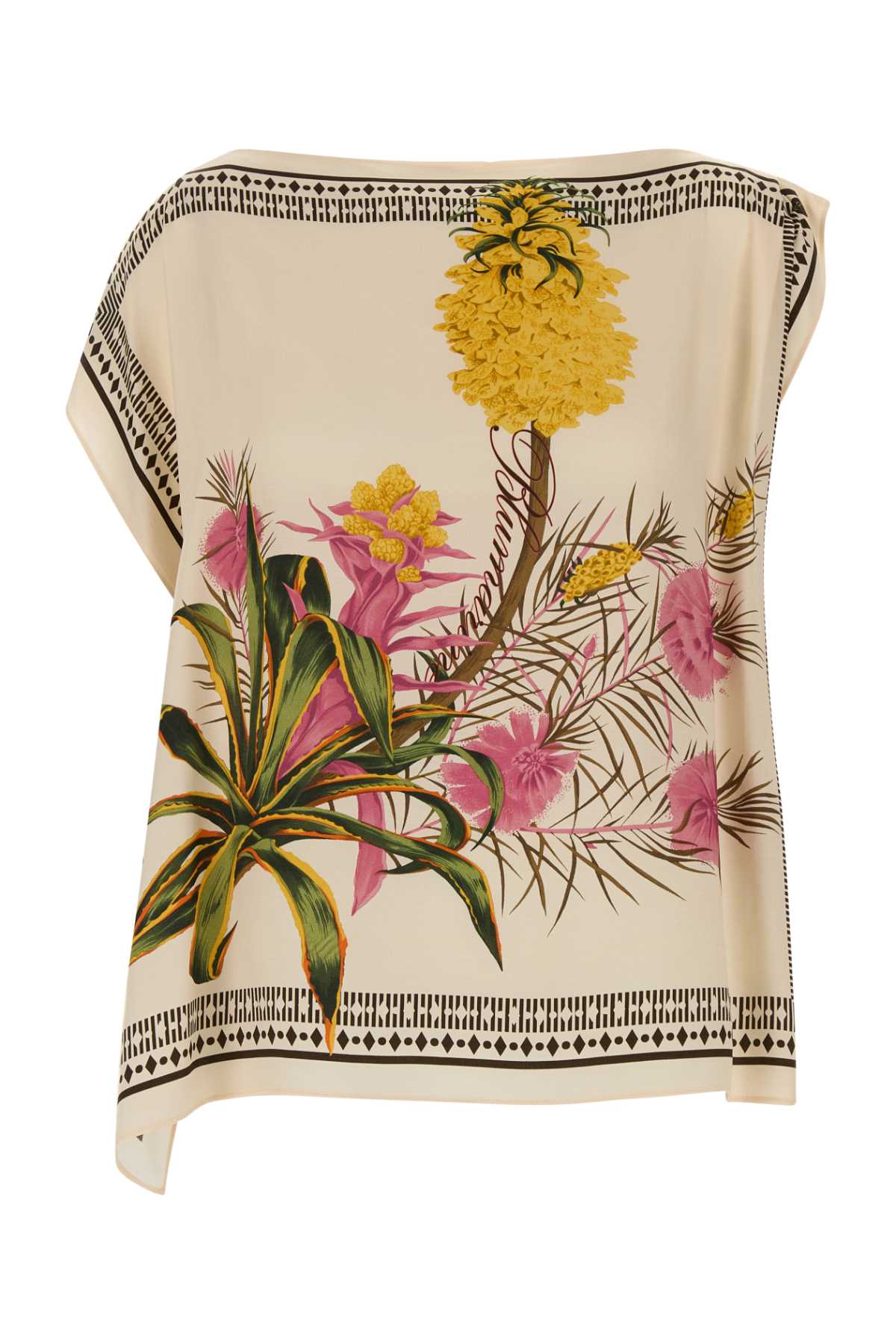 Printed Twill Top Multiblackorange Exterior: Viscose Maglie