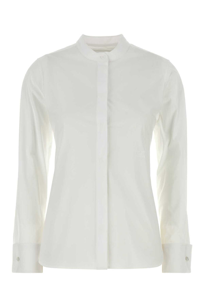 White Stretch Poplin Shirt Bianco Ottico Exterior: Cotton Elastane Camicie