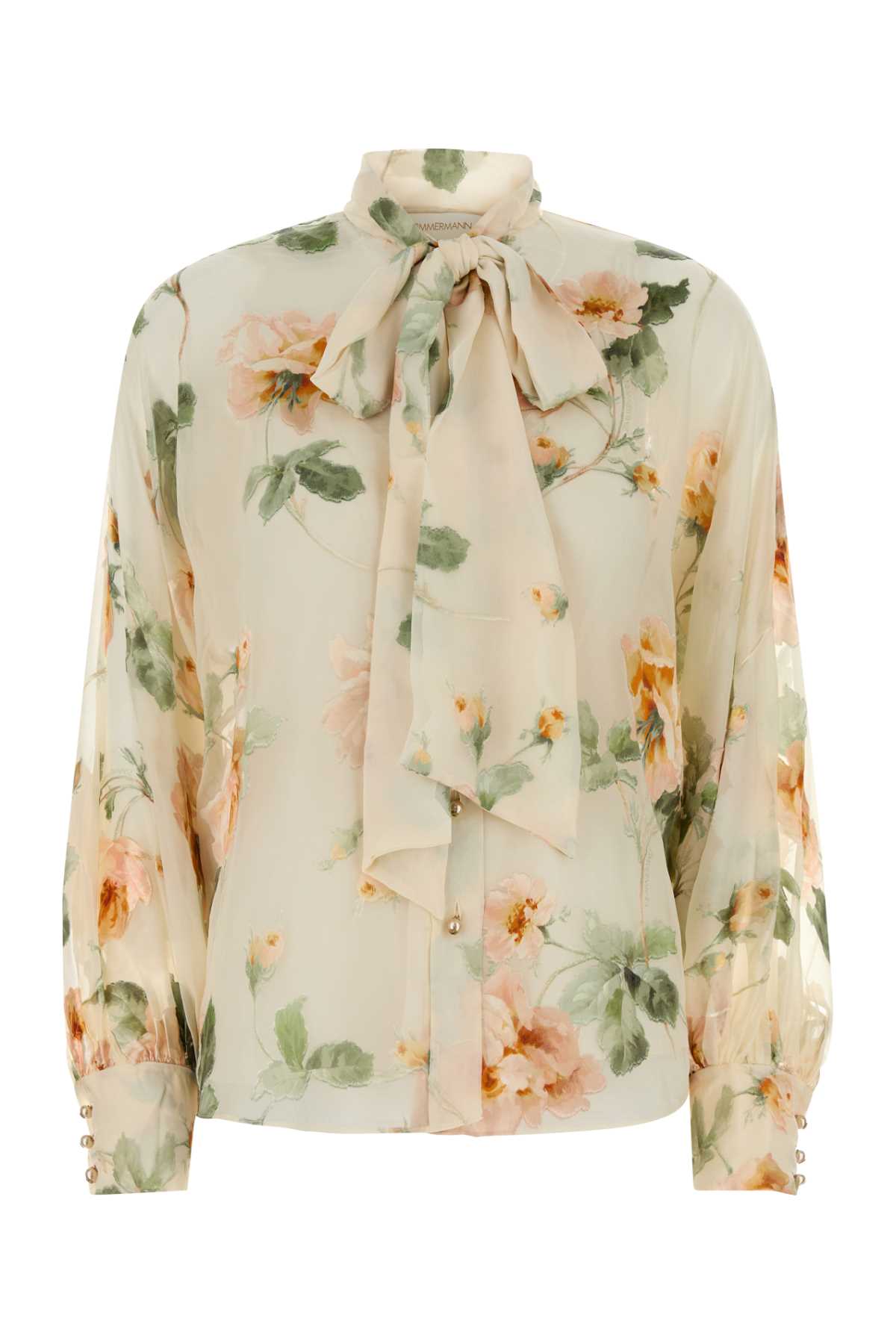 Embroidered Viscose Blend Carousel Shirt Creamrose Camicie