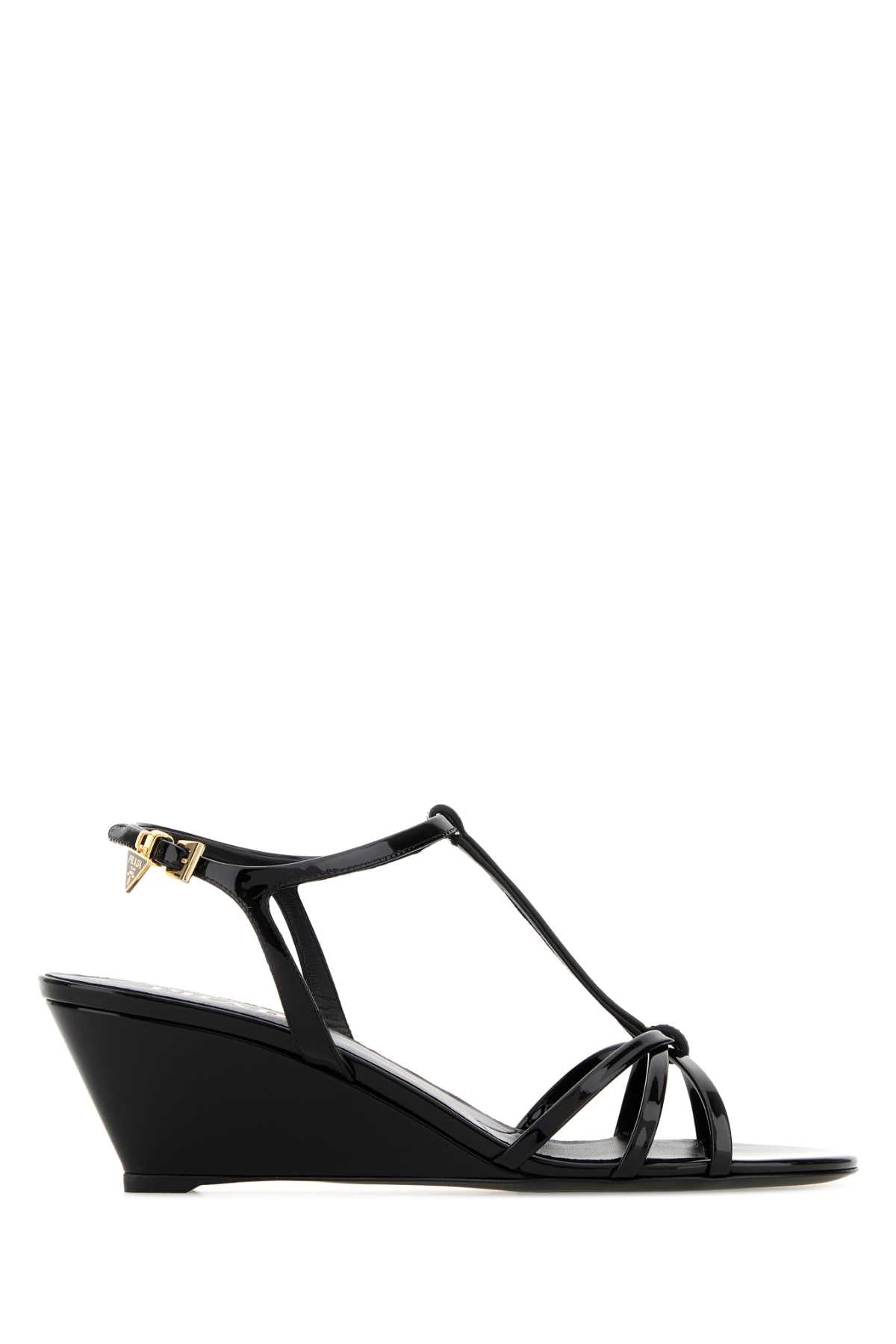Black Leather Sandals Nero Sandali