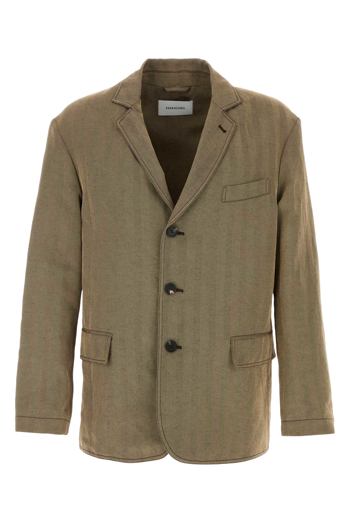 Embroidered Linen Blend Blazer Expressosafari Exterior: Viscose Giacche E Gilet