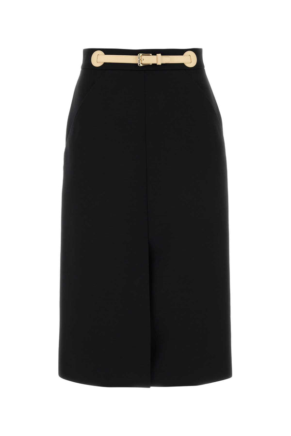 Valentino Garavani Exterior: 65% Virgin wool 35% Silk; Lining: 100% Silk skirt in black