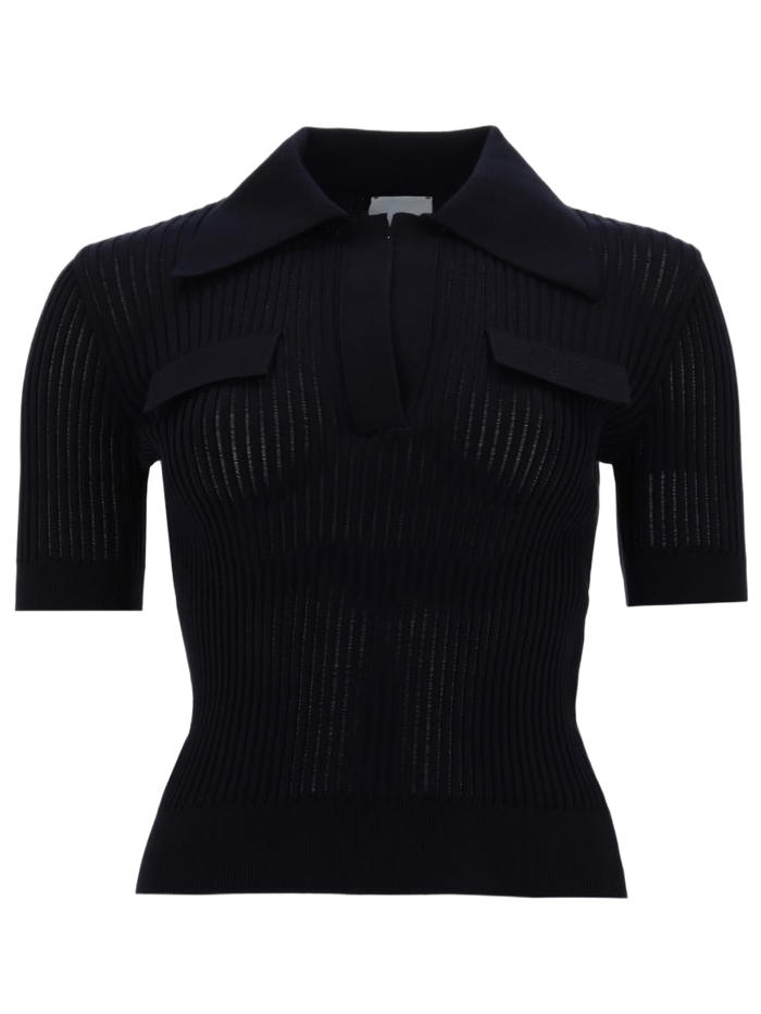 Embroidered Cotton Polo Shirt Blue
