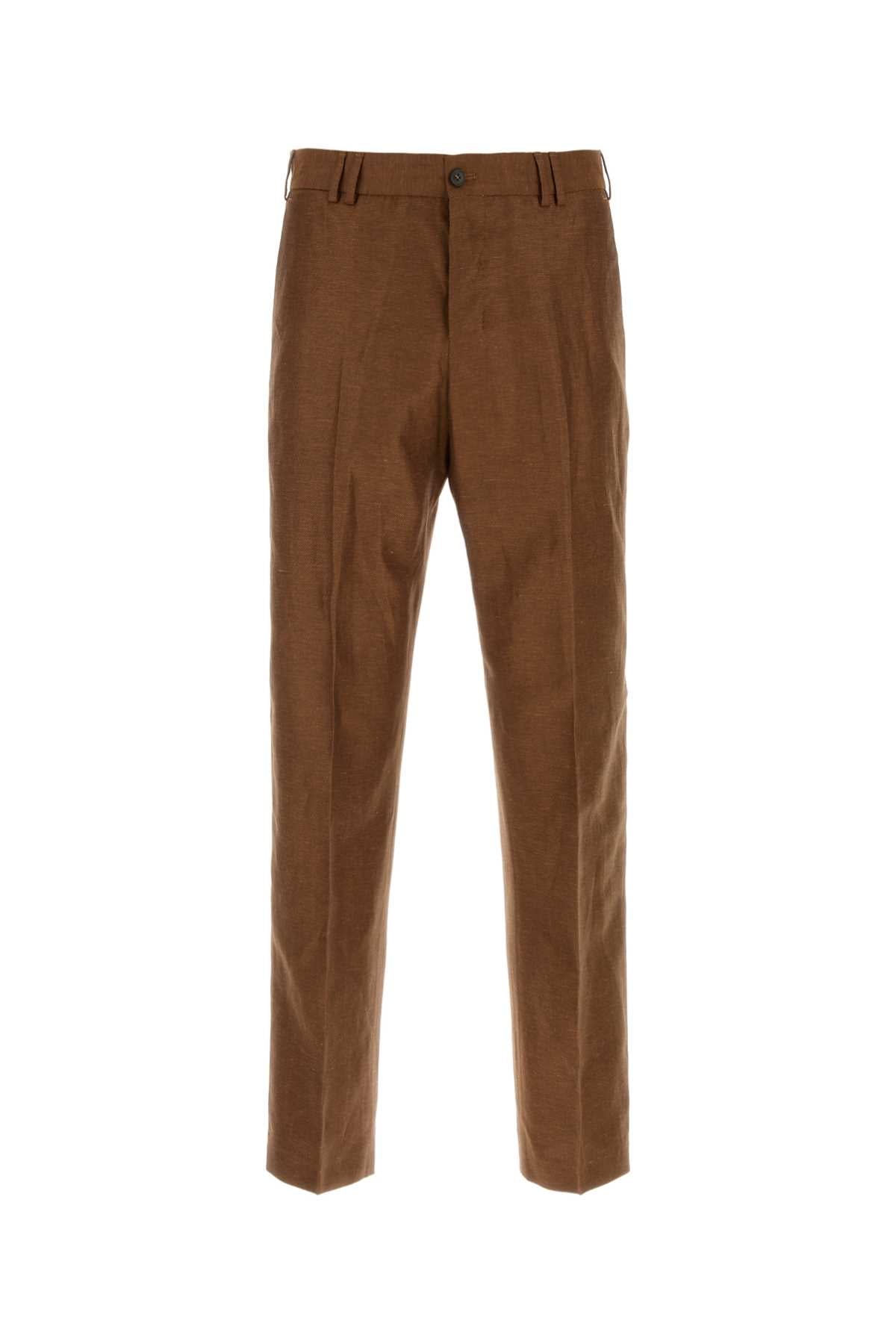 Brown Wool Blend Michael Pant 0850 Exterior: Virgin Linen Pantaloni