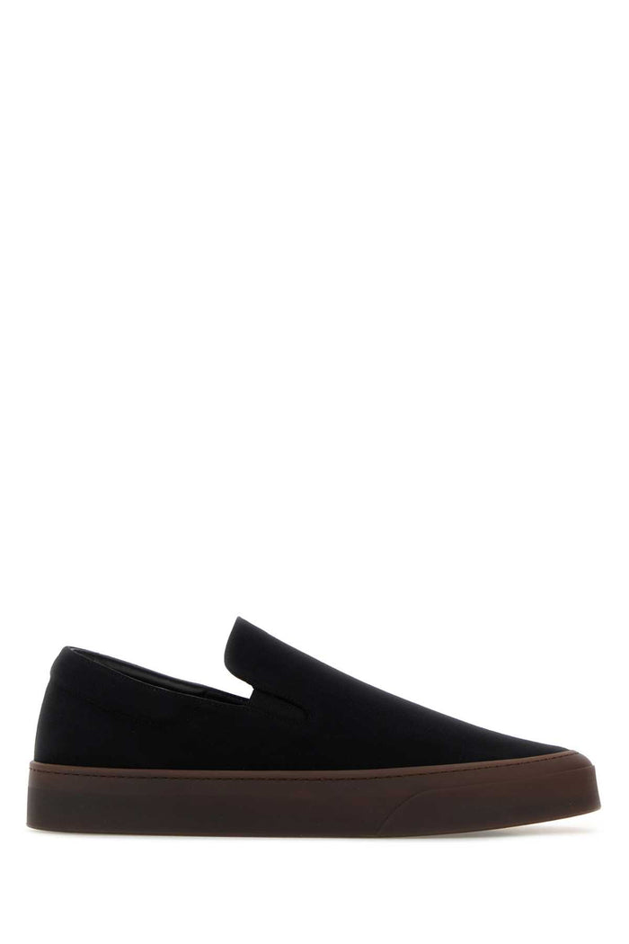 Black Fabric Mh Slip Ons Blacksmokedbrown Mocassini