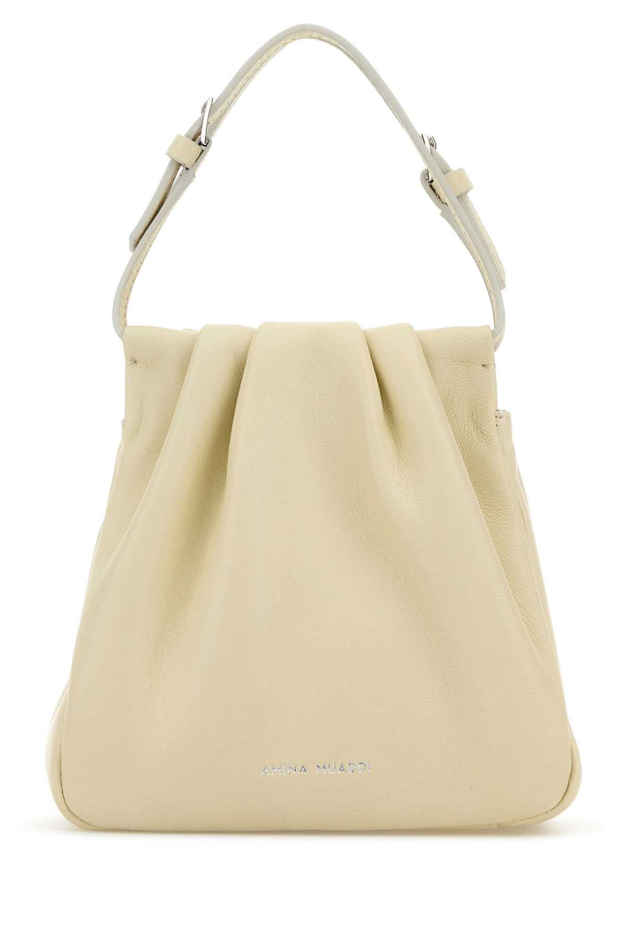 Amina Muaddi Nappa Exterior: 100% Nappa leather; Lining: 100% Lamb; Finishing: Silver metal shoulder bag in beige